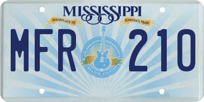 MS license plate MFR210