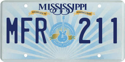 MS license plate MFR211