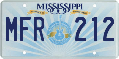MS license plate MFR212