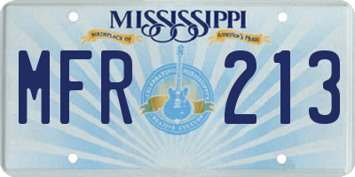 MS license plate MFR213