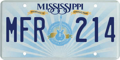 MS license plate MFR214