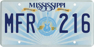 MS license plate MFR216