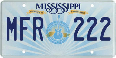 MS license plate MFR222