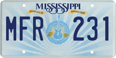 MS license plate MFR231