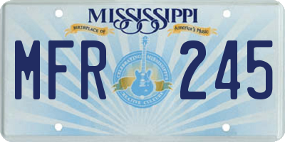 MS license plate MFR245