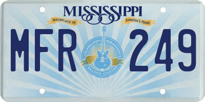 MS license plate MFR249