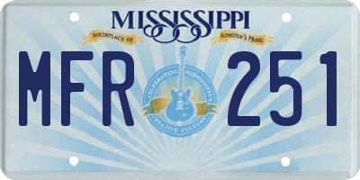 MS license plate MFR251