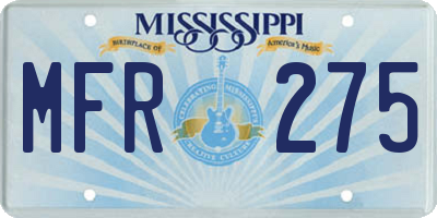 MS license plate MFR275