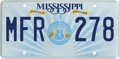 MS license plate MFR278