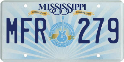 MS license plate MFR279