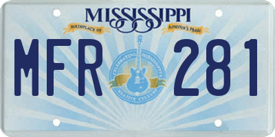 MS license plate MFR281