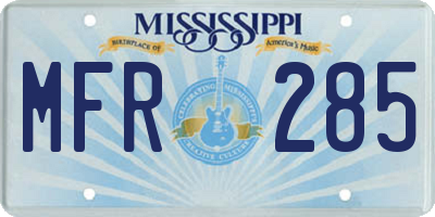 MS license plate MFR285