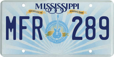 MS license plate MFR289