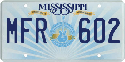 MS license plate MFR602