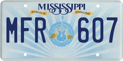 MS license plate MFR607
