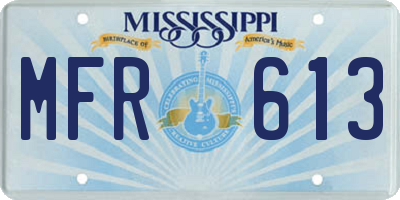 MS license plate MFR613