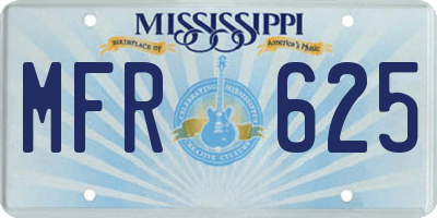 MS license plate MFR625