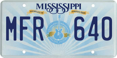 MS license plate MFR640
