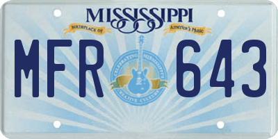 MS license plate MFR643