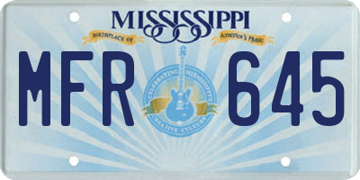 MS license plate MFR645