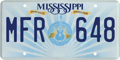 MS license plate MFR648