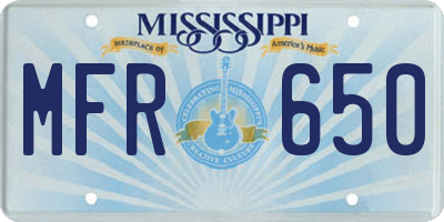 MS license plate MFR650
