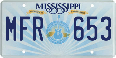 MS license plate MFR653