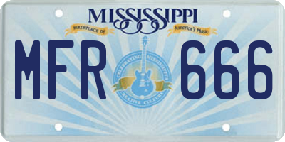 MS license plate MFR666