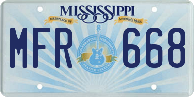 MS license plate MFR668