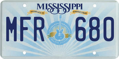 MS license plate MFR680