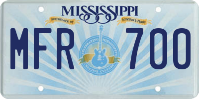 MS license plate MFR700