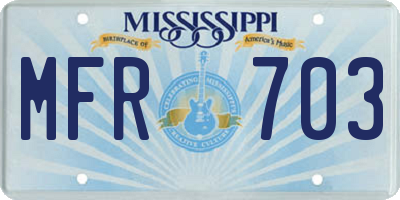 MS license plate MFR703