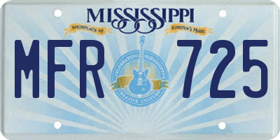 MS license plate MFR725