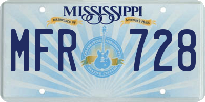 MS license plate MFR728