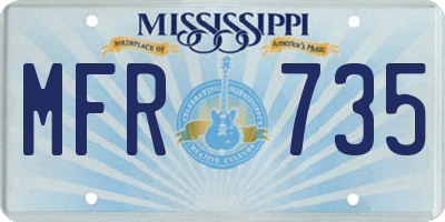 MS license plate MFR735