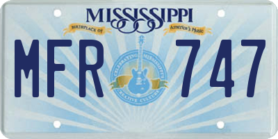 MS license plate MFR747