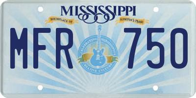 MS license plate MFR750