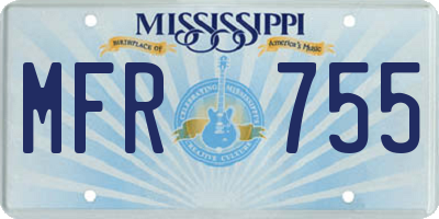 MS license plate MFR755