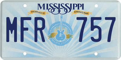 MS license plate MFR757