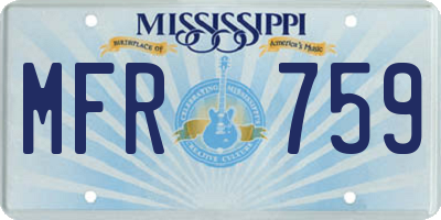 MS license plate MFR759