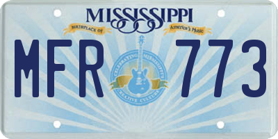 MS license plate MFR773