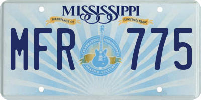 MS license plate MFR775