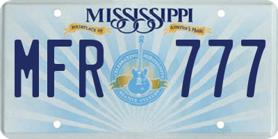 MS license plate MFR777