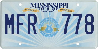 MS license plate MFR778