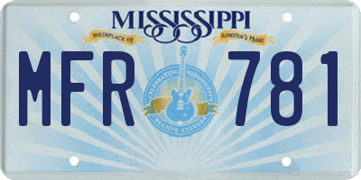 MS license plate MFR781