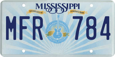 MS license plate MFR784