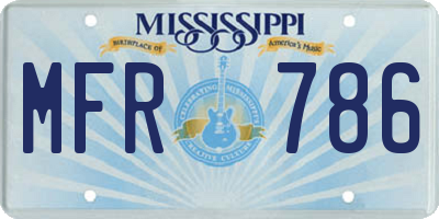 MS license plate MFR786