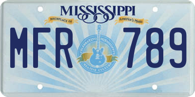 MS license plate MFR789