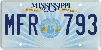 MS license plate MFR793