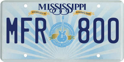 MS license plate MFR800